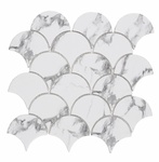 White Large Fish Scale Fan Shaped Mosaic Tile at Stittsville Flooring Inc.